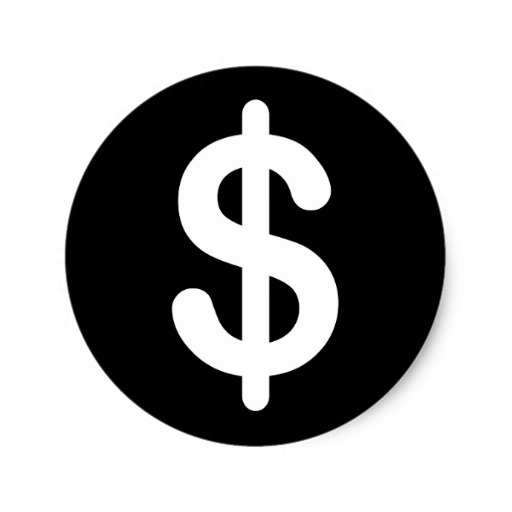 White Dollar Sign On Black Background Stickers   Zazzle