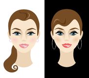 Young Woman With Daytime And Nighttime Makeup Royalty Free Stock