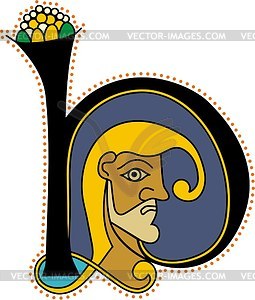Celtic Initial Letter H   Vector Clipart