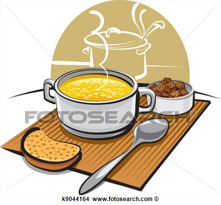 Chicken Soup And Croutons View Large Clip Art Graphic