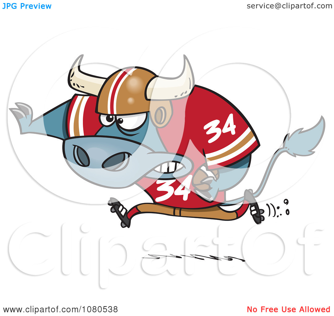 Clipart Football Bull Running   Royalty Free Vector Illustration By