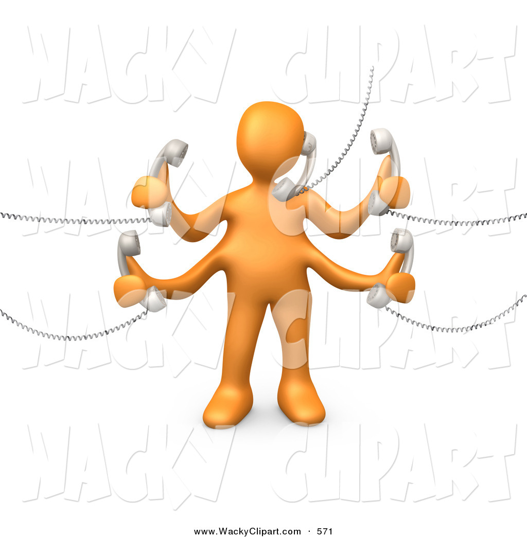 Clipart Of A Multitasking Orange Person Handling Five Different