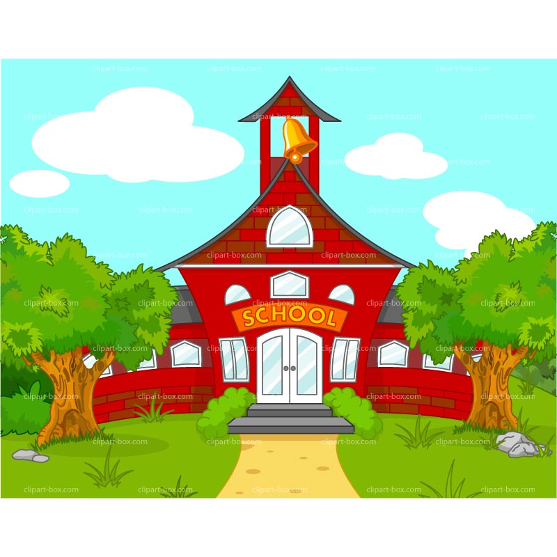 Clipart School Building   Cartoon Style   Royalty Free Vector Design