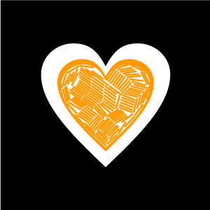 Graphic Design Of Heart Clipart   Orange Filled Heart With Black    