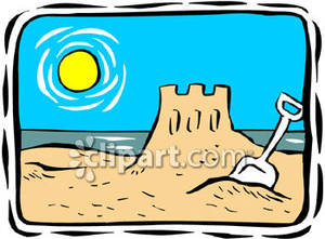 Sand Castle On A Summer Day   Royalty Free Clipart Picture