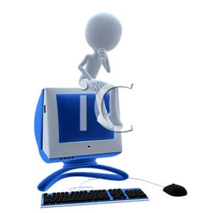 Sitting On Top Of A Computer Monitor Thinking   Royalty Free Clipart
