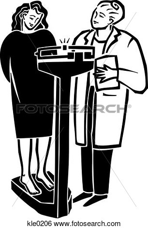 Stock Illustration   A Doctor Weighing A Woman On A Scale  Fotosearch