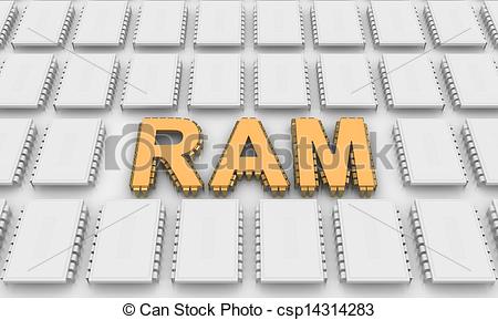 Stock Illustration Of Ram Letters Like Computer Chips   Golden Ram