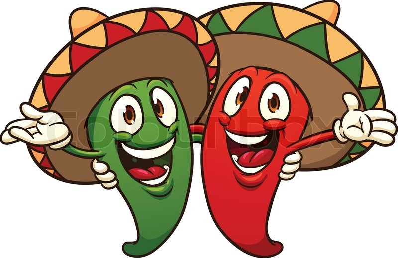 Stock Vector Of Happy Cartoon Chili Peppers Wearing Sombreros Clipart
