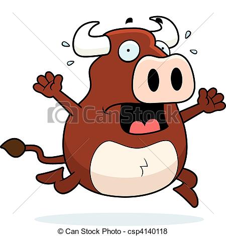 Vector Of Bull Panic   A Cartoon Bull Running In A Panic Csp4140118
