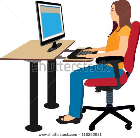 Woman Sitting At Computer Clip Art Girl Sitting At An
