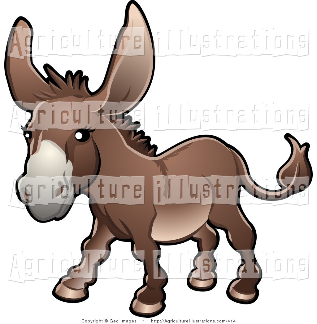 Agriculture Clipart Of A Brown Donkey  Equus Asinus  On A Farm On A