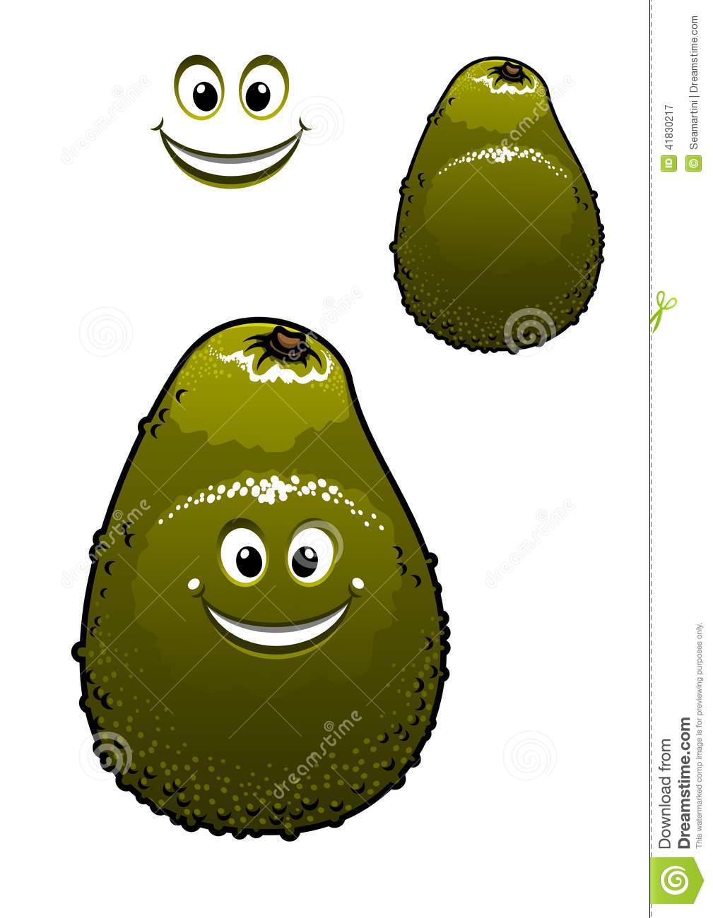 Avocado Fruit With A Beaming Smile And Dimples Isolated On White