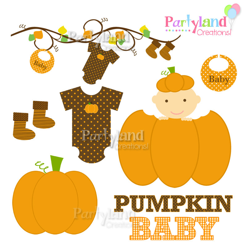 Baby Pumpkin Clip Art Digital Graphics Baby Shower Baby In
