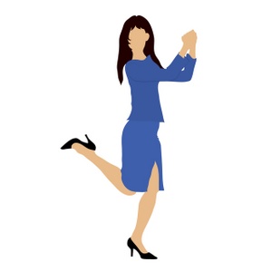 Celebrate Clipart Image  Happy Brunette Woman In Dress Celebrating Her