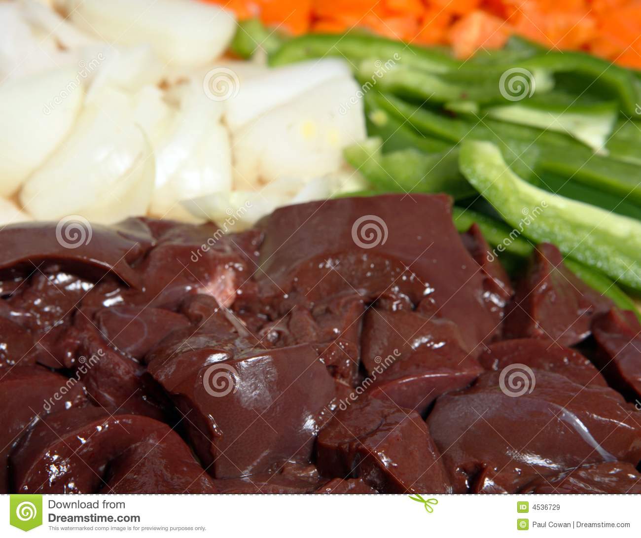 Chopped Lamb S Liver Capsicums Carrots And Onions  Ingredients For A
