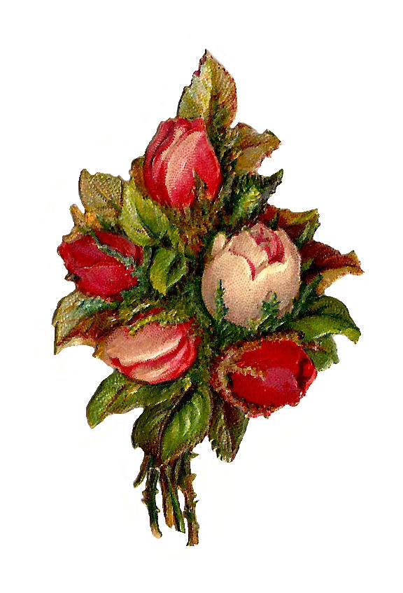 Clip Art  Red And Pink Rose Bouquet Clip Art From Victorian Die Cut
