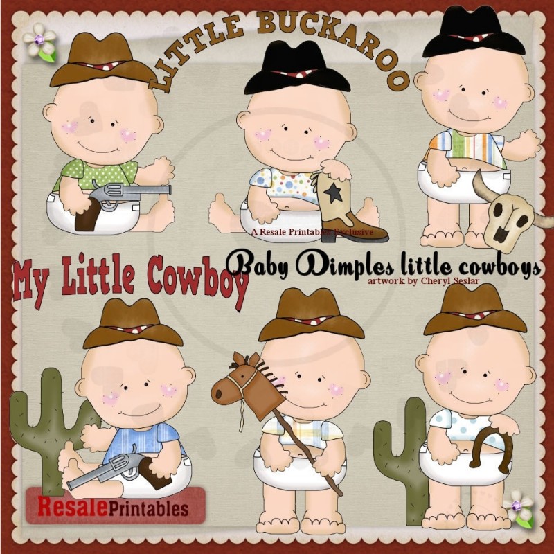 Clipart   Babies   Baby Dimples Little Cowboys