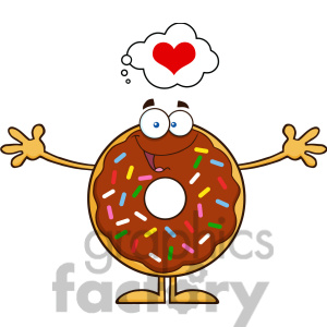 Clipart Illustration Chocolate Donut Cartoon Character With Sprinkles