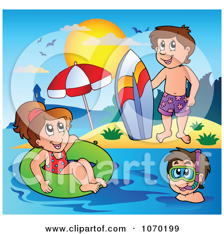Clipart Summer Kids In A Swimming Pool   Royalty Free Vector
