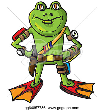 Frog Combat Swimmer  Vector Illustration   Clipart Drawing Gg64857736