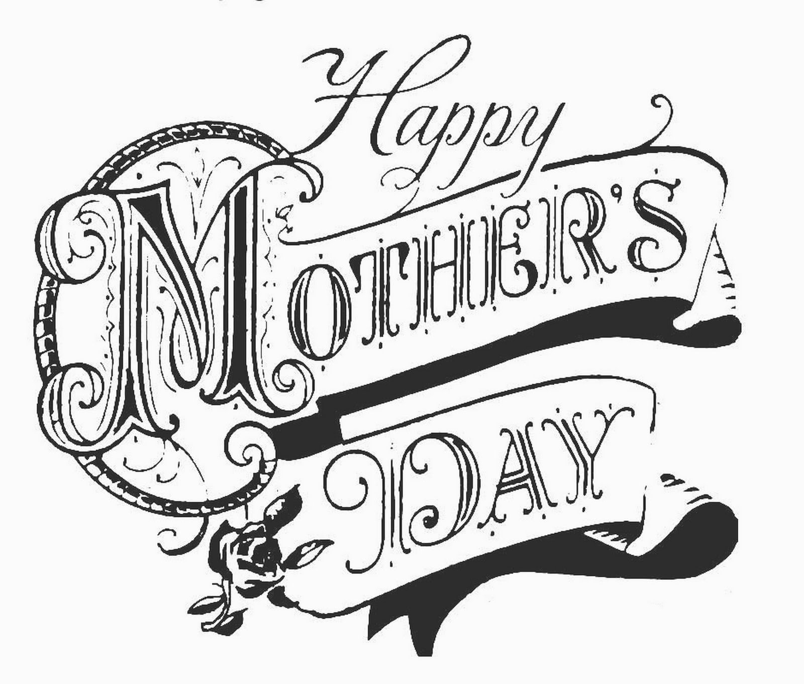 Happy Mothers Day Clip Art Black And White 2