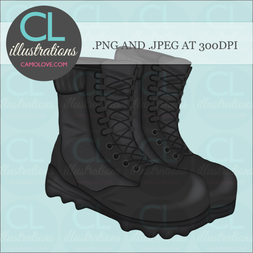 Illustrations Graphics Printables And More   Black Combat Boots