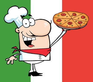 Italian Chef Clipart Image   The Italian Flag Behind A Smiling Chef