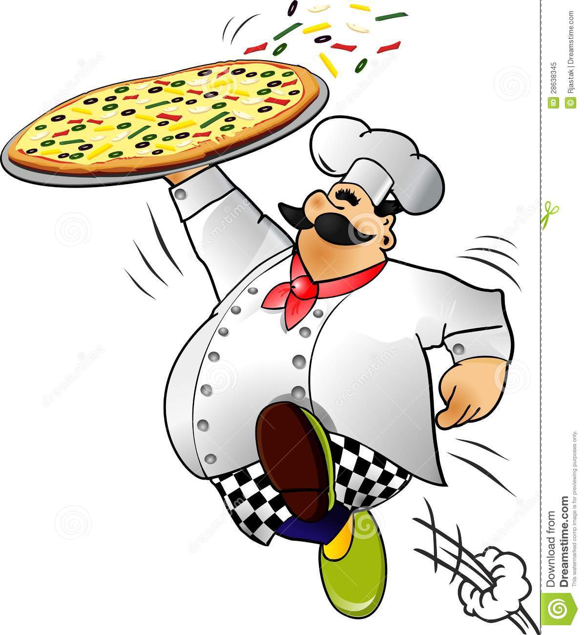 Italian Chef Running With Pizza