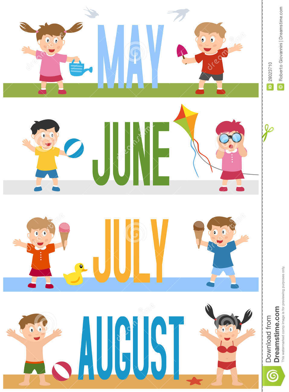 Month Of July Clipart Months Banners With Kids