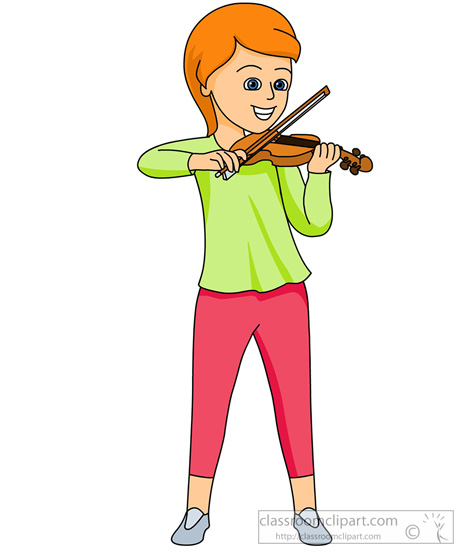 Musical Instruments   Girl Playing Violin 814   Classroom Clipart