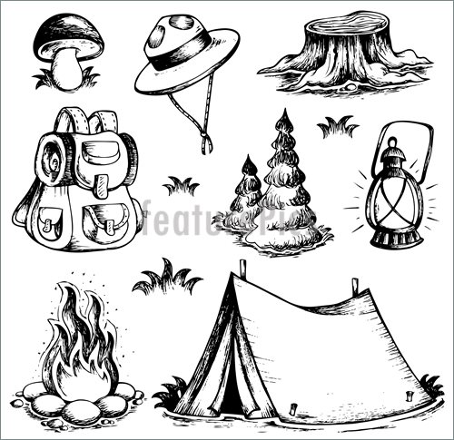 Outdoor Theme Drawings Collection Illustration  Royalty Free Vector At