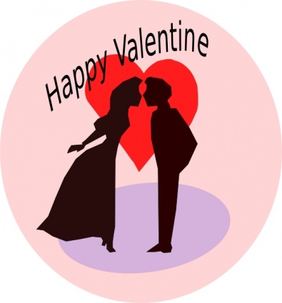 Red Boy Happy Man Lady Silhouette Woman Girl Heart Valentines Kiss    