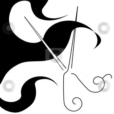 Salon Style Hair Cut Scissors   Curls Symbol Stock Vector Clipart A