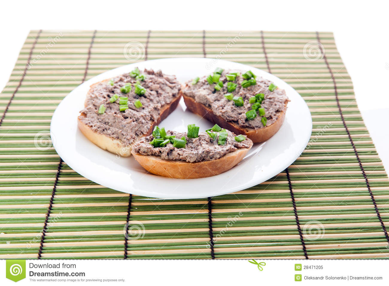 Sandwich With Liver Cheese Spread And Chopped Green Onions Royalty