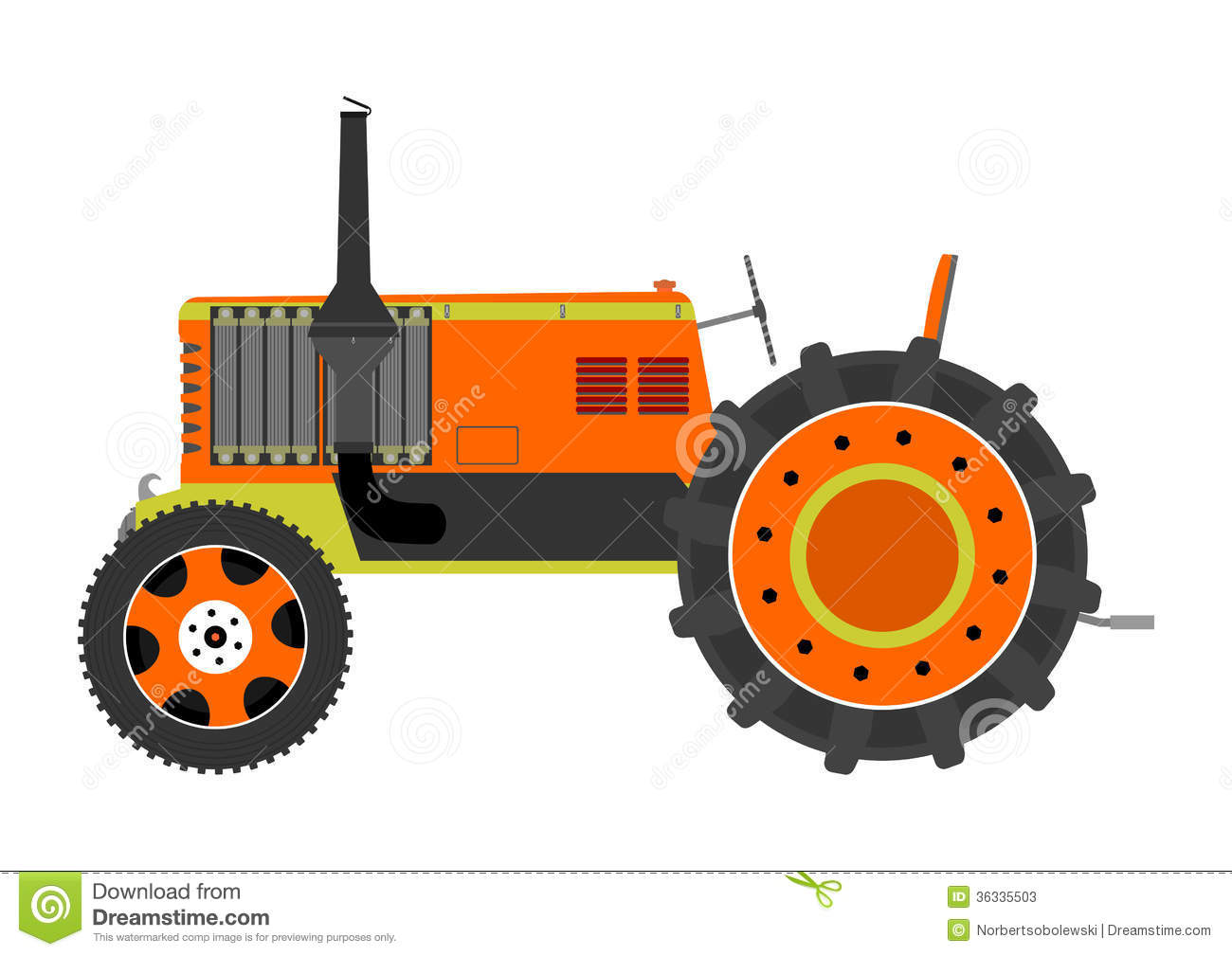 Silhouette Of A Vintage Tractor On A White Background 