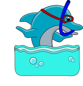     Snorkle Clip Art Image  Cartoon Dolphin Wearing Snorkle Gear In A Pool