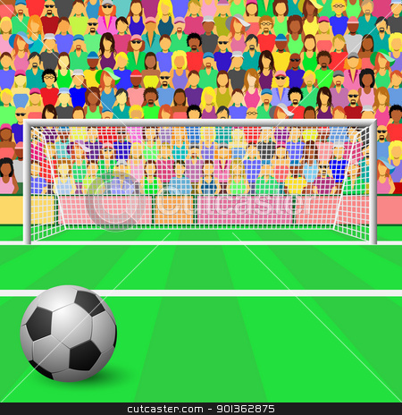 Soccer Stadium Stock Vector Clipart A Soccer Goal With Ball And Crowd