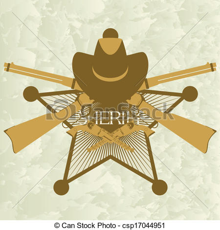 Star Of The Sheriffs Hat And Old Firearms  The Illustration On A White