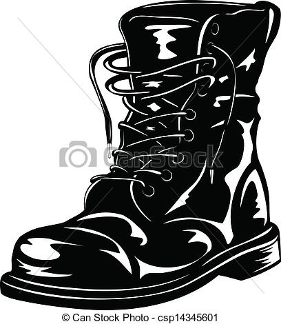 Vector Clipart Of Black Army Boot   Vector Illustration Black Leather