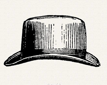 Victorian Mens Top Hat  Vintage Clipart Digital Download Printable Jpg