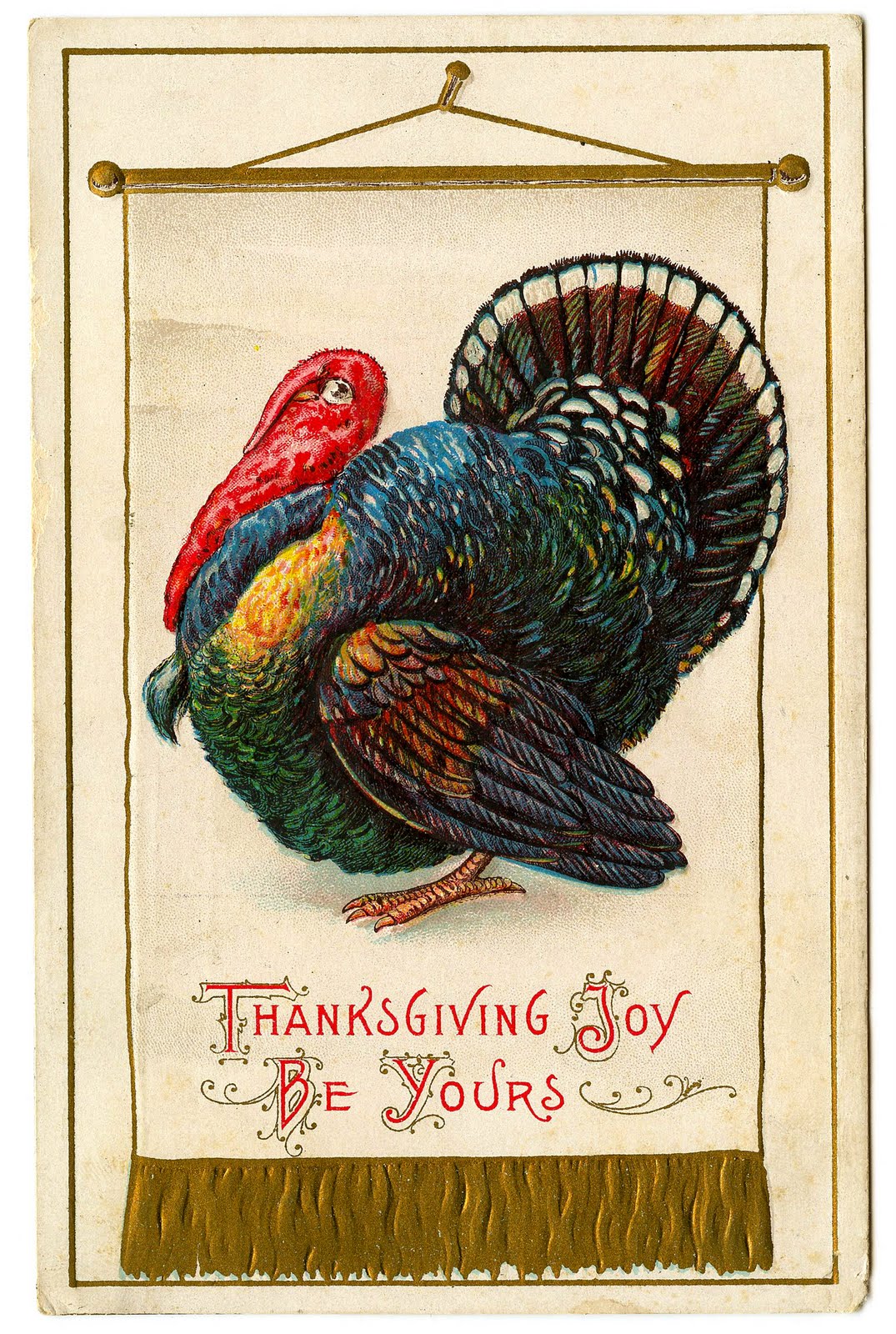 Vintage Thanksgiving Clip Art   Colorful Turkey   The Graphics Fairy