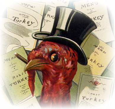 Vintage Thanksgiving Clip Art Turkey In Top Hat With Restaurant Menus