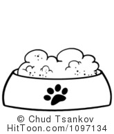 Wet Dog Food In A Black And White Food Bowl Dish  1097134