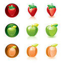 Aardbei Apple Abrikoos Frame Van Kersen En Apple Etiketten Cherry