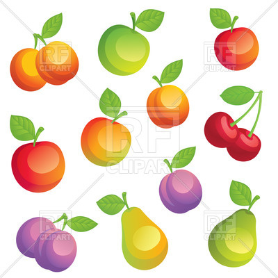 Cartoon Fruits   Apricots Pears Apples And Plums Download Royalty