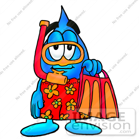Clip Art Graphic Of A Blue Waterdrop Or Tear Character In Orange And    