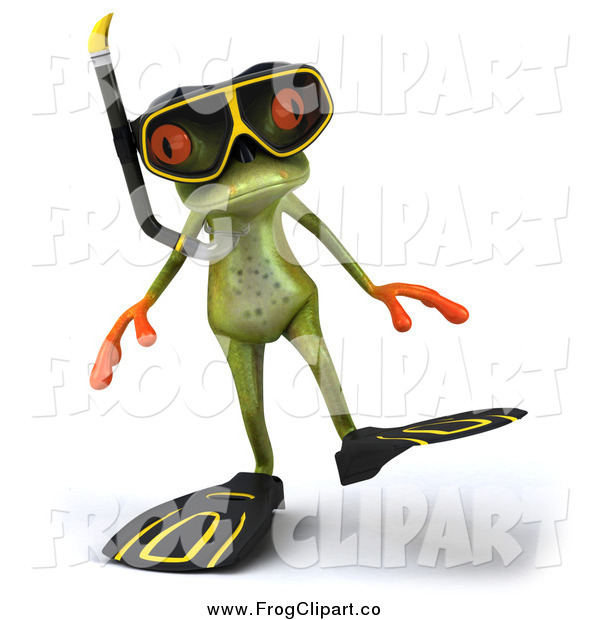 Clip Art Of A 3d Frog In Snorkel Gear By Julos    979