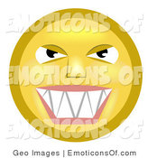 Clip Art Of A Mischievous Yellow Smiley Face Grinning While Thinking    
