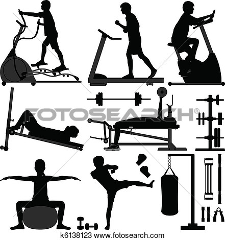 Clipart   Gym Gymnasium Workout Exercise Man  Fotosearch   Search Clip    